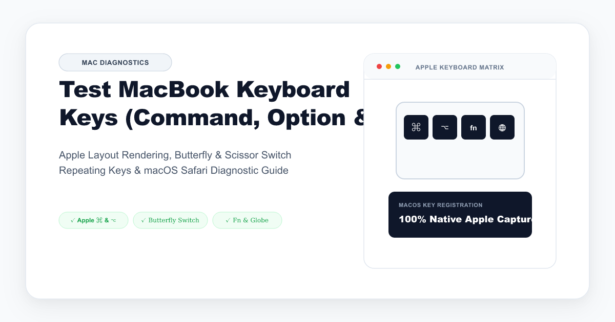 MacBook Pro keyboard testing layout with Command Option and Function keys